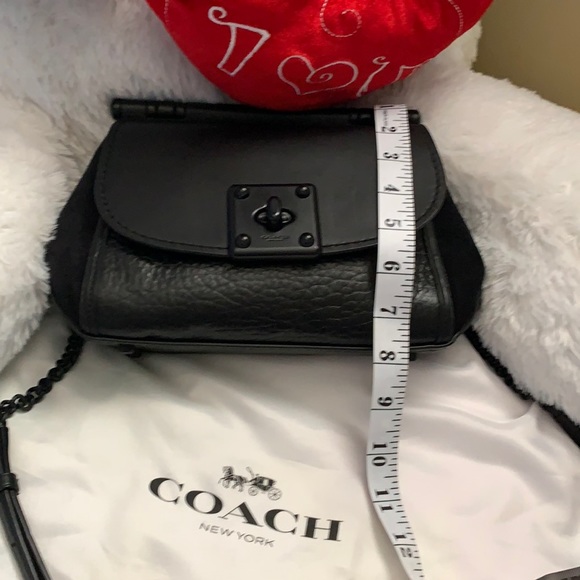 coach black leather bag, suede on both side - Picture 4 of 9